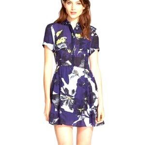 Parker Kelby Floral Short Sleeved Combo Dress Silk